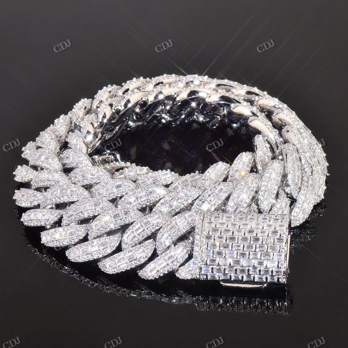 20mm Clustered Baguette Diamond Cuban Link Chain hip hop jewelry CustomDiamJewel
