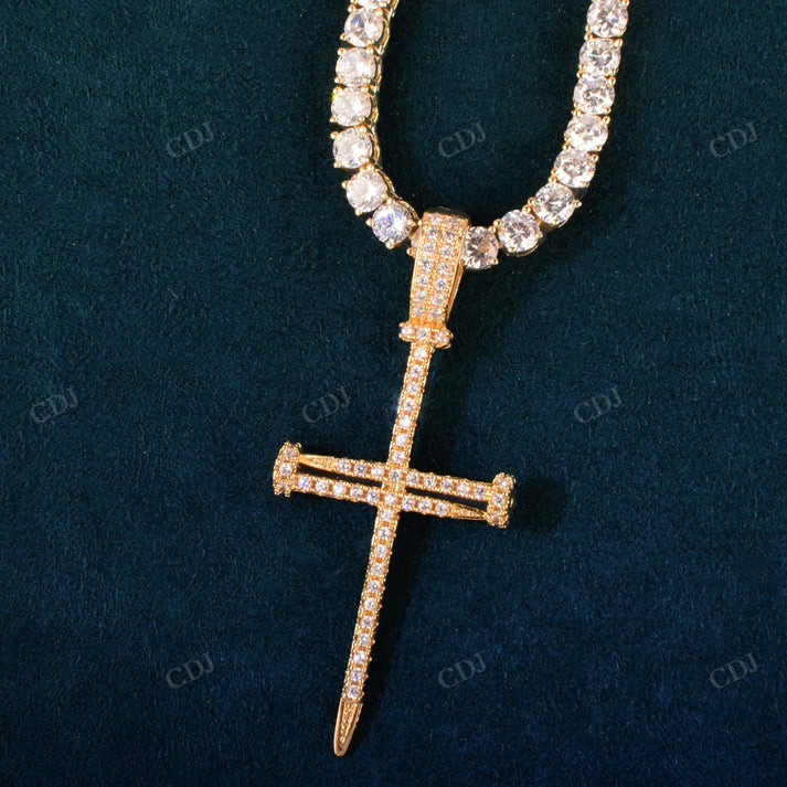 Moissanite Small Nail Cross Diamond Pendant customdiamjewel