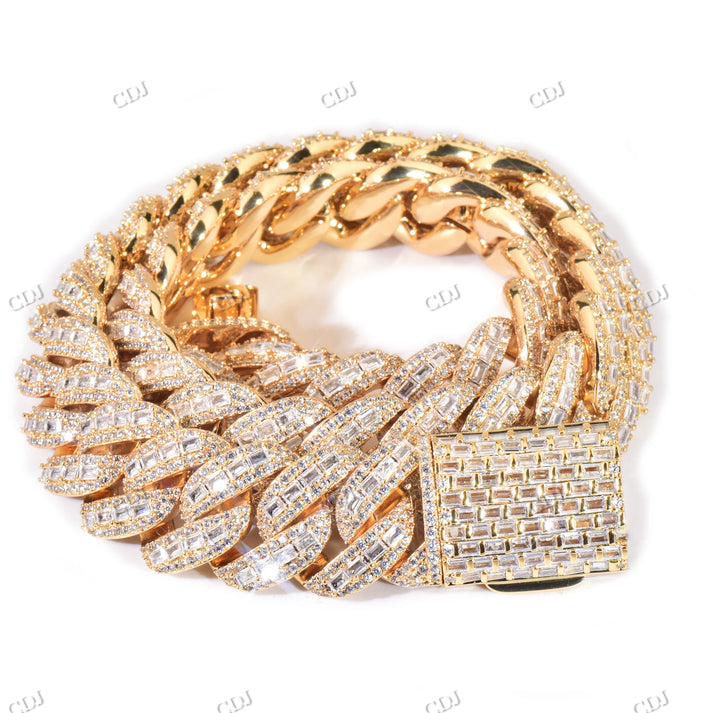 20mm Clustered Baguette Diamond Cuban Link Chain hip hop jewelry CustomDiamJewel
