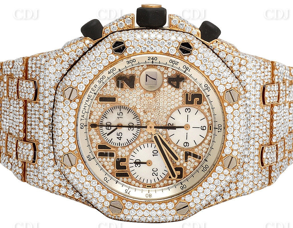 Full Rose AP Chrono Colorless Diamond Watch customdiamjewel