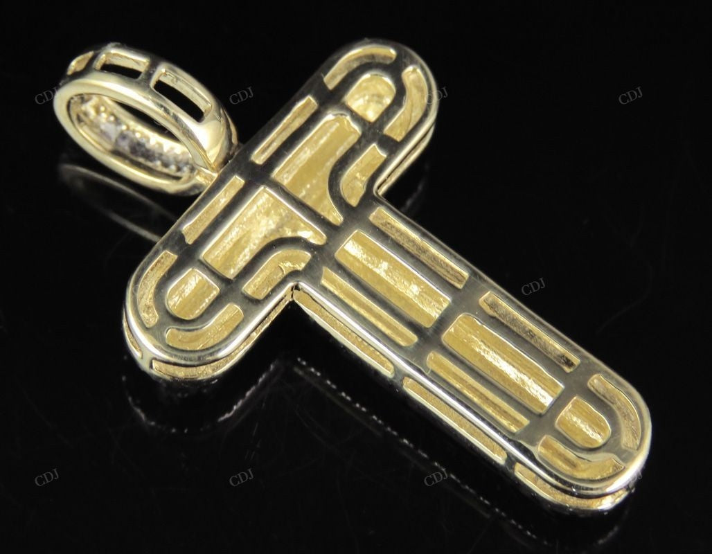 1.5" 0.75 CTW 10K Yellow Gold Natural Diamond T Pendant CustomDiamJewel