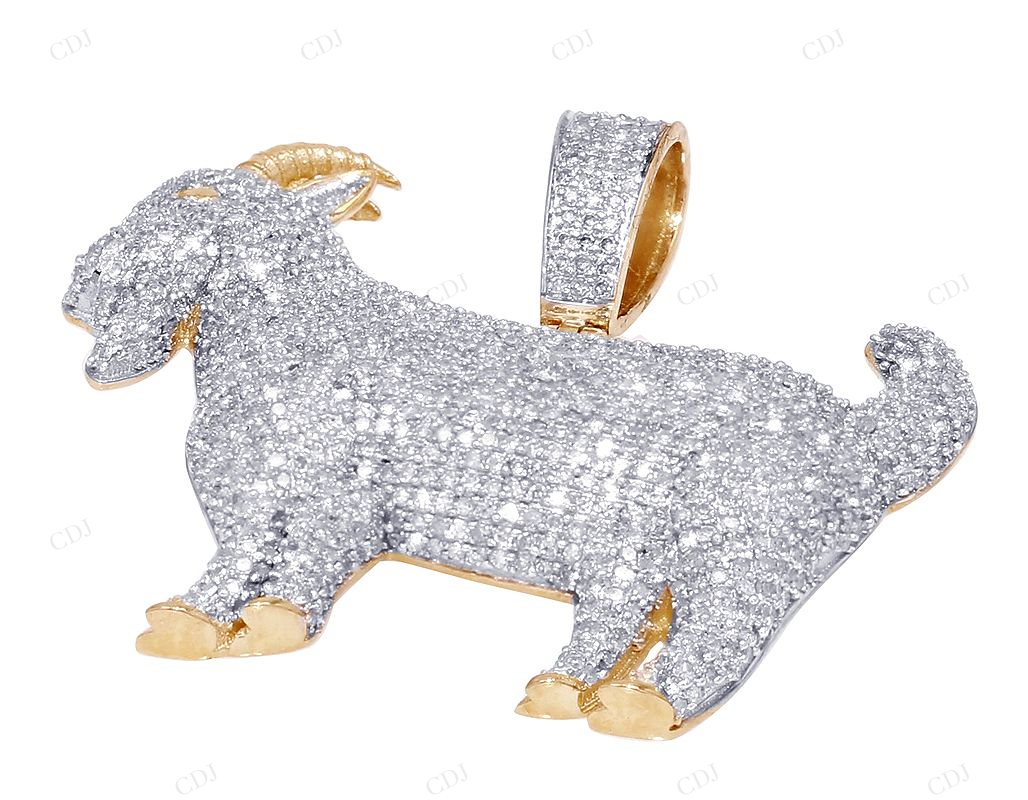 1.4 Inch Moissanite Daily Wear Silver Goat Pendant CustomDiamJewel