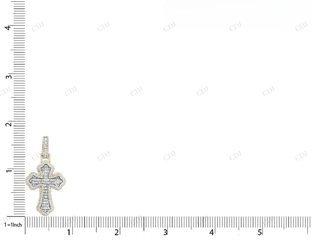 1.7 Inch Two Tone Gold Leb Grown Diamond Gothic Cross Pendant Hip Hop Pendent CustomDiamJewel