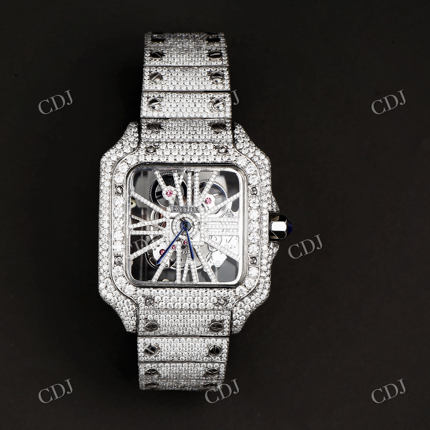 Iced Out Moissanite Skeleton Watch customdiamjewel