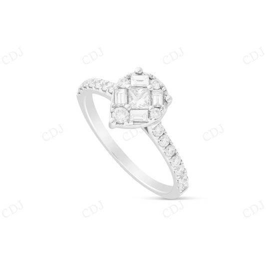 18K Gold Cluster Moissanite Pear Shaped Engagement Ring Engagement Ring CustomDiamJewel
