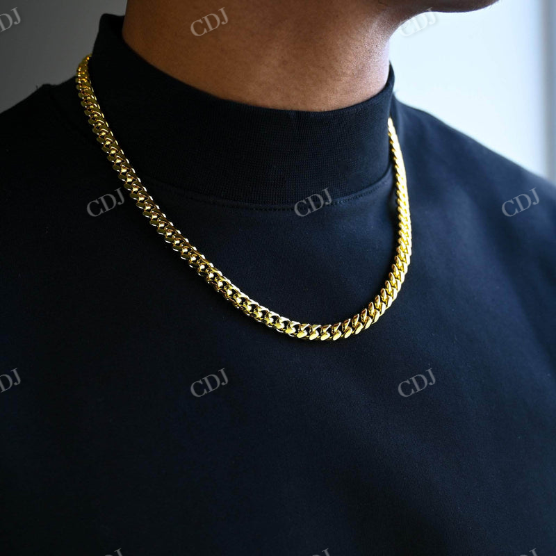 Yellow Gold Thin Plain Cuban Chain For Unisex  customdiamjewel   