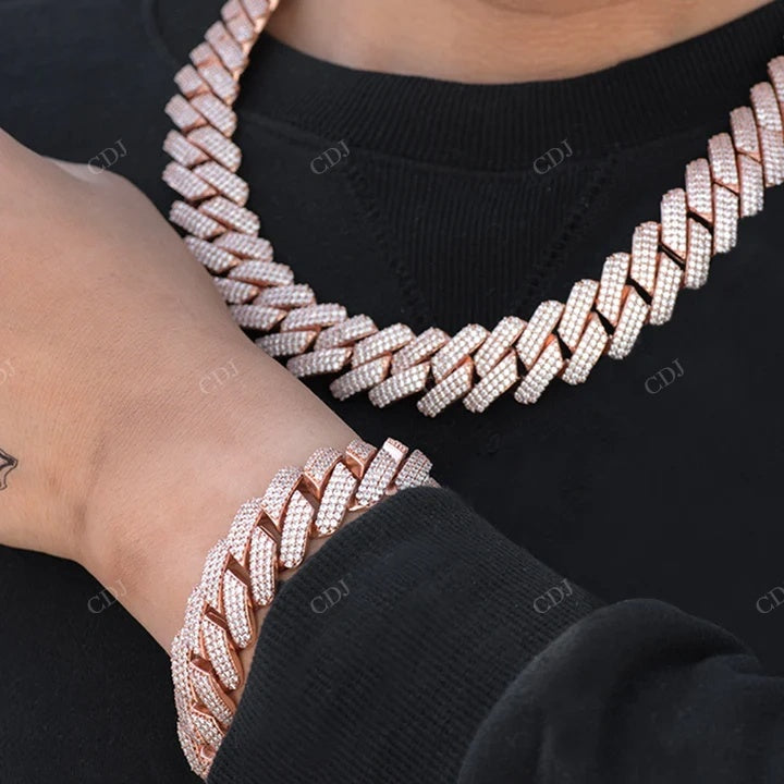 Full Ice Out Hip Hop Rapper Style Rose Gold Plated Cuban Bracelet hip hop jewelry CustomDiamJewel