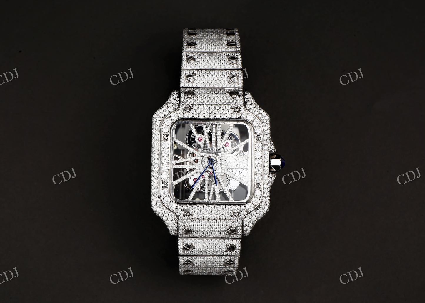 Iced Out Moissanite Skeleton Watch customdiamjewel