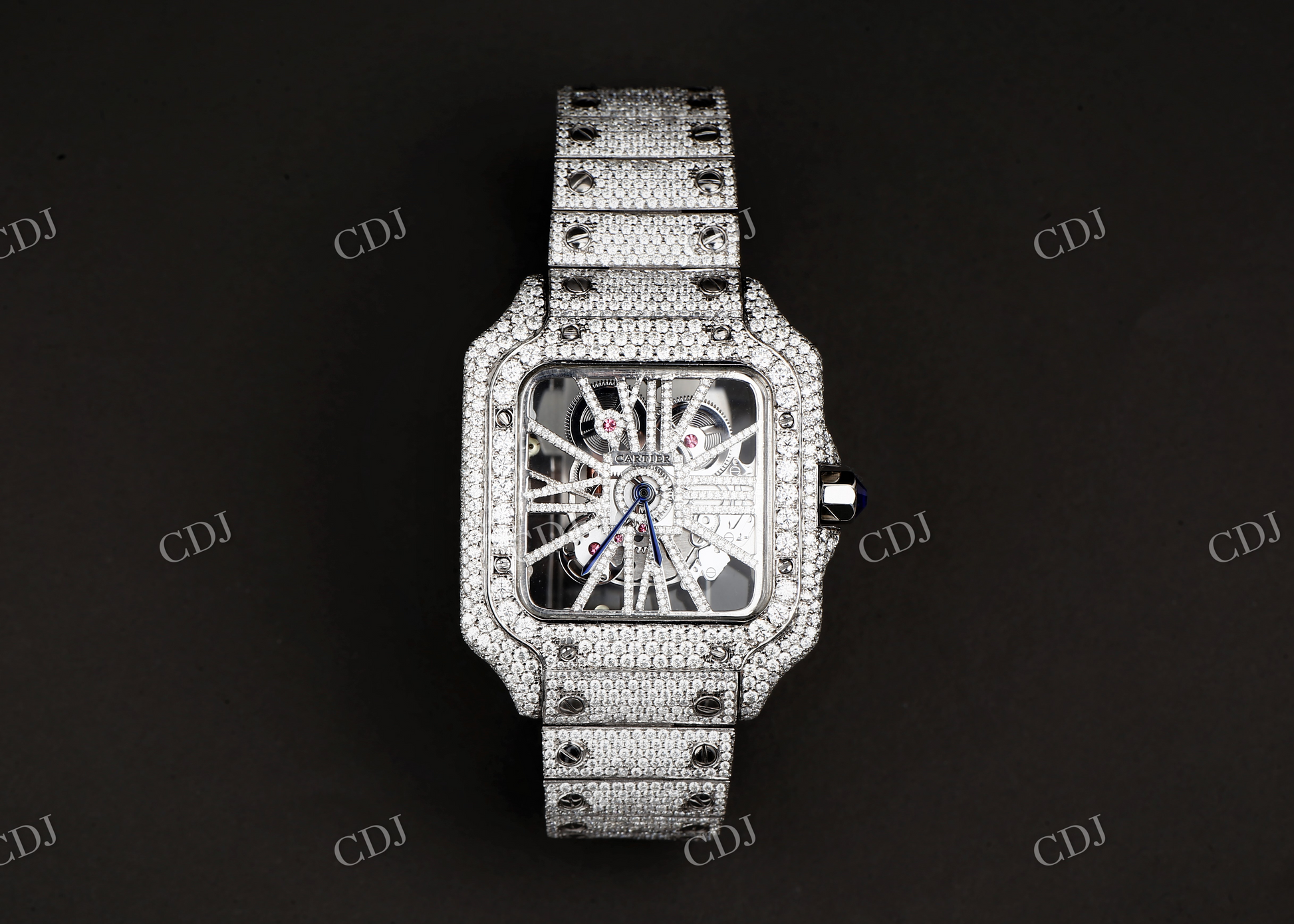 Iced Out Moissanite Skeleton Watch customdiamjewel
