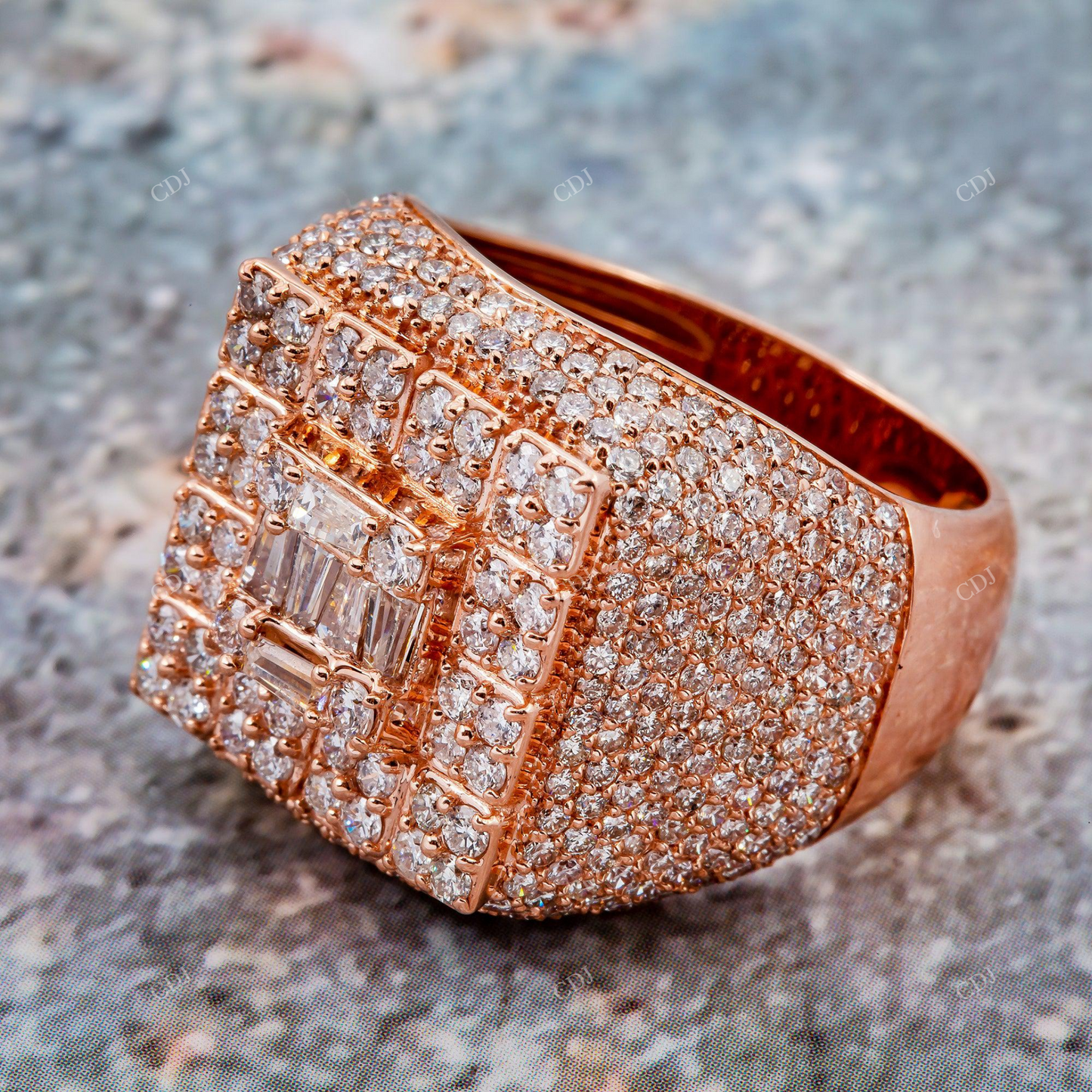 Iced Out 14K Square Silver Moissanite Ring hip hop jewelry customdiamjewel