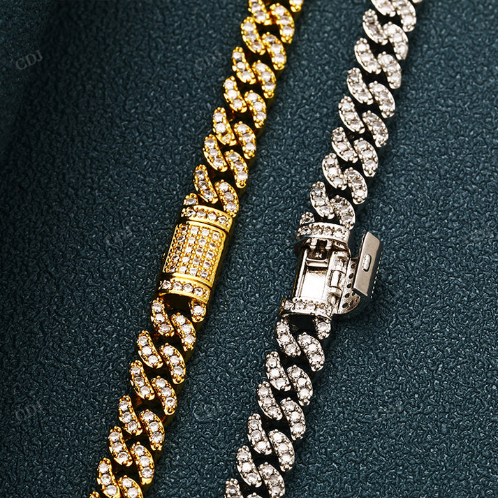 Iced Out 6MM Diamond White Gold Cuban Chain hip hop jewelry CustomDiamJewel