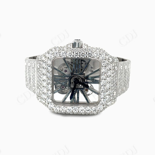 Cartier Skeleton VVS Diamond Stainless Steel Watch customdiamjewel