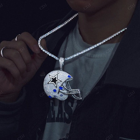 14k White Gold VVS Moissanite Cowboys Pendant hip hop jewelry CustomDiamJewel
