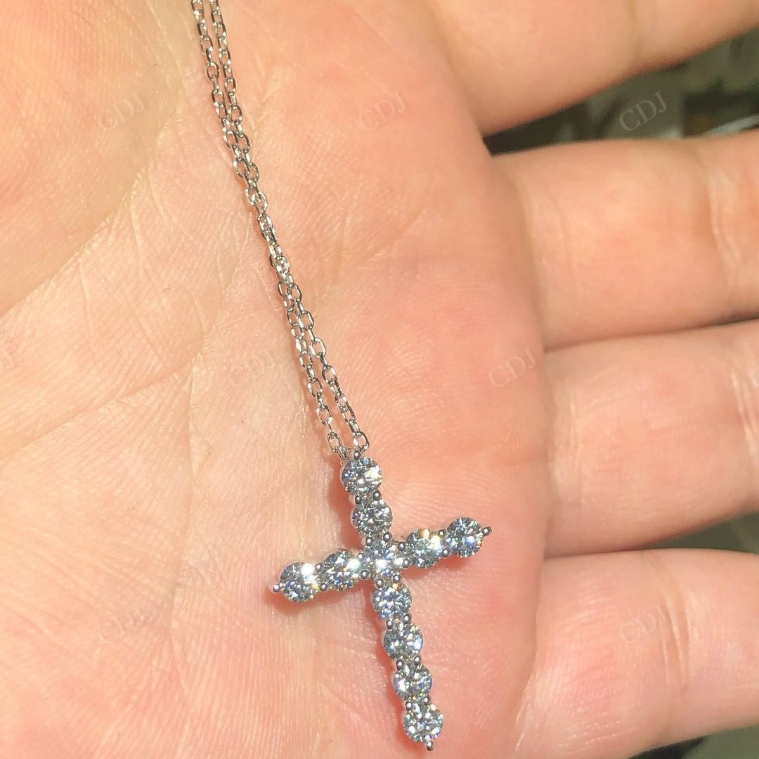 Handmade Lab Grown Diamond Cross Pendant customdiamjewel