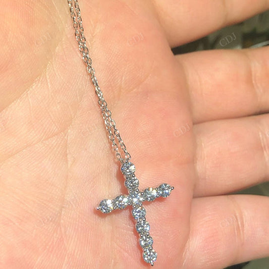 Handmade Lab Grown Diamond Cross Pendant