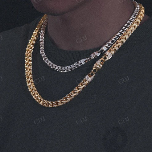 14K Gold Lab Diamond Iced Out Franco Chain Necklace hip hop jewelry CustomDiamJewel
