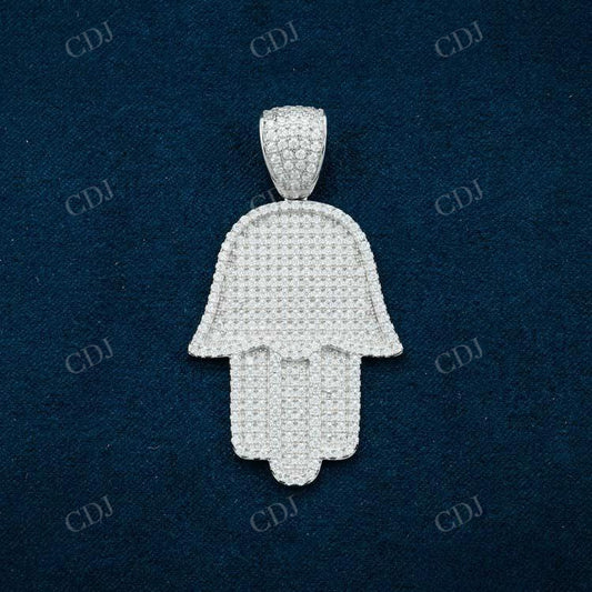 Round Cut Diamond Hamsa Hand Pendant  customdiamjewel   