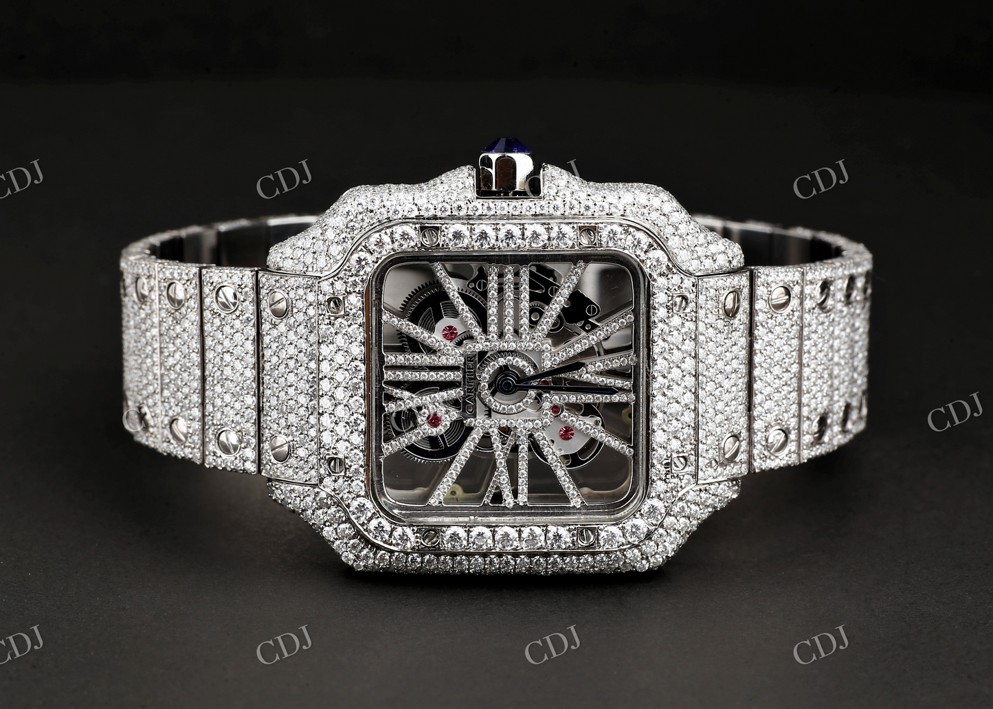 Iced Out Moissanite Skeleton Watch customdiamjewel