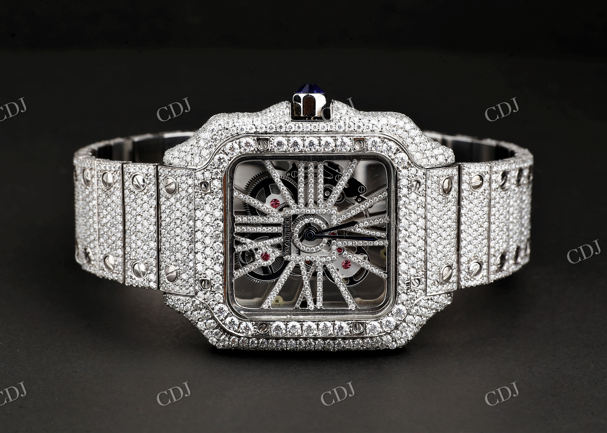 Iced Out Moissanite Skeleton Watch customdiamjewel