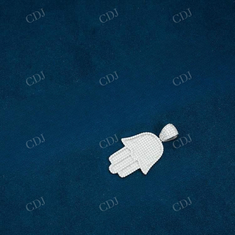 Round Cut Diamond Hamsa Hand Pendant  customdiamjewel   