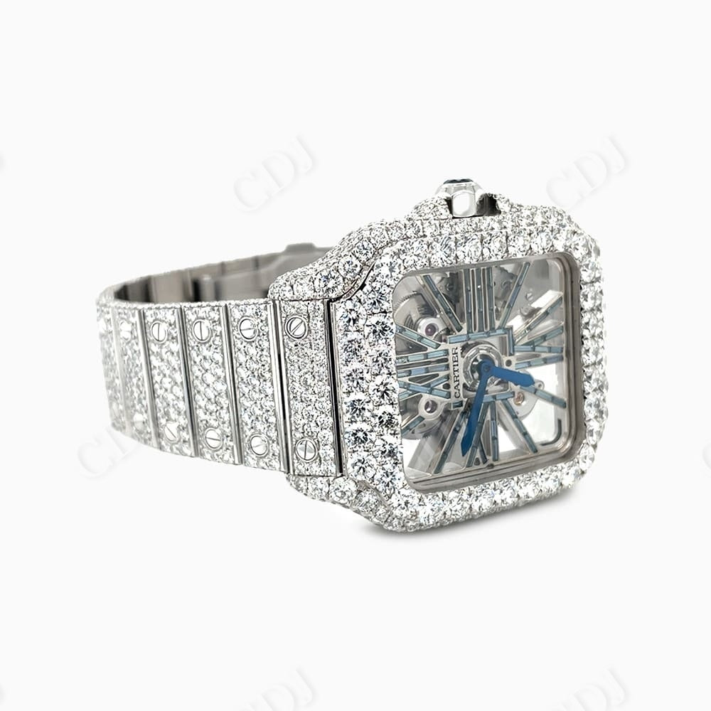 Cartier Skeleton VVS Diamond Stainless Steel Watch customdiamjewel