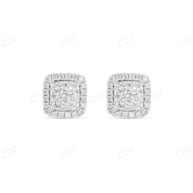 Cushion Cut Moissanite Halo Stud Earrings Stud earrings CustomDiamJewel