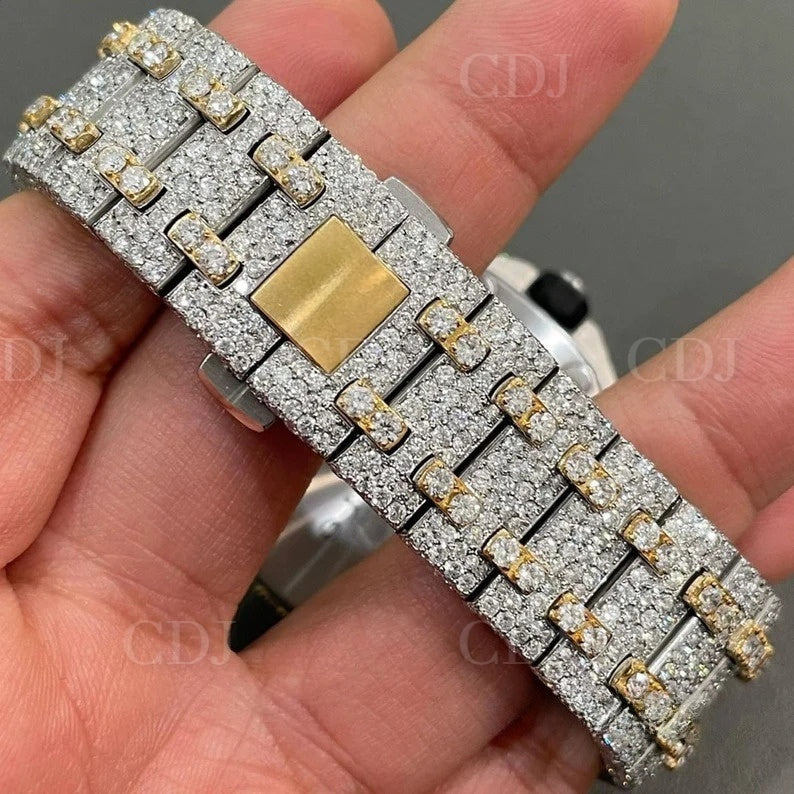Fully Customized Luxury Iced Out Moissanite Diamond AP Chrono Watch customdiamjewel