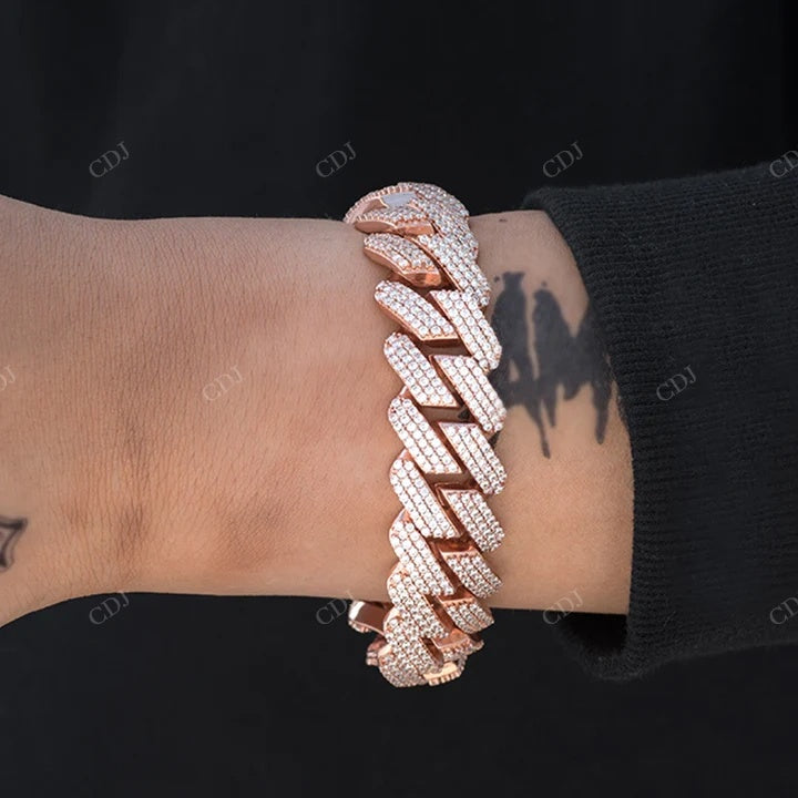 Full Ice Out Hip Hop Rapper Style Rose Gold Plated Cuban Bracelet hip hop jewelry CustomDiamJewel