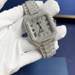 Cartier Santos Fully Ice Out Round Moissanite Diamond Luxury Modified Watch customdiamjewel