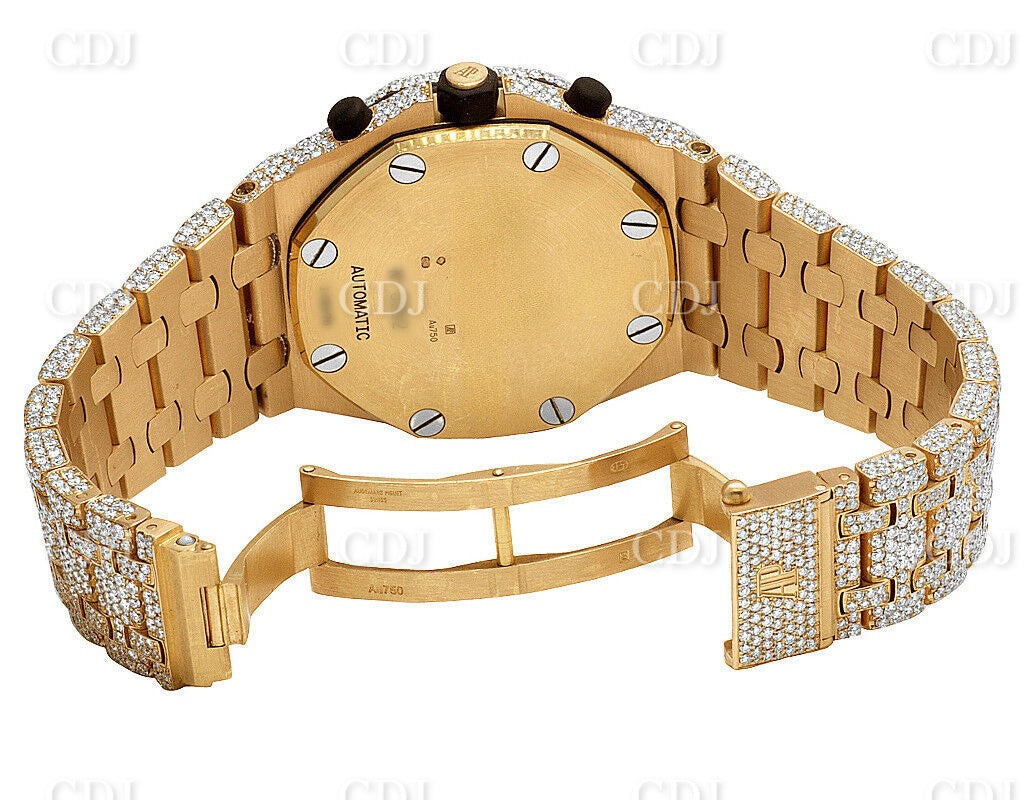Two Tone Cartier Santos Yellow Gold With Arabic Number Dial Moissanite Watch customdiamjewel