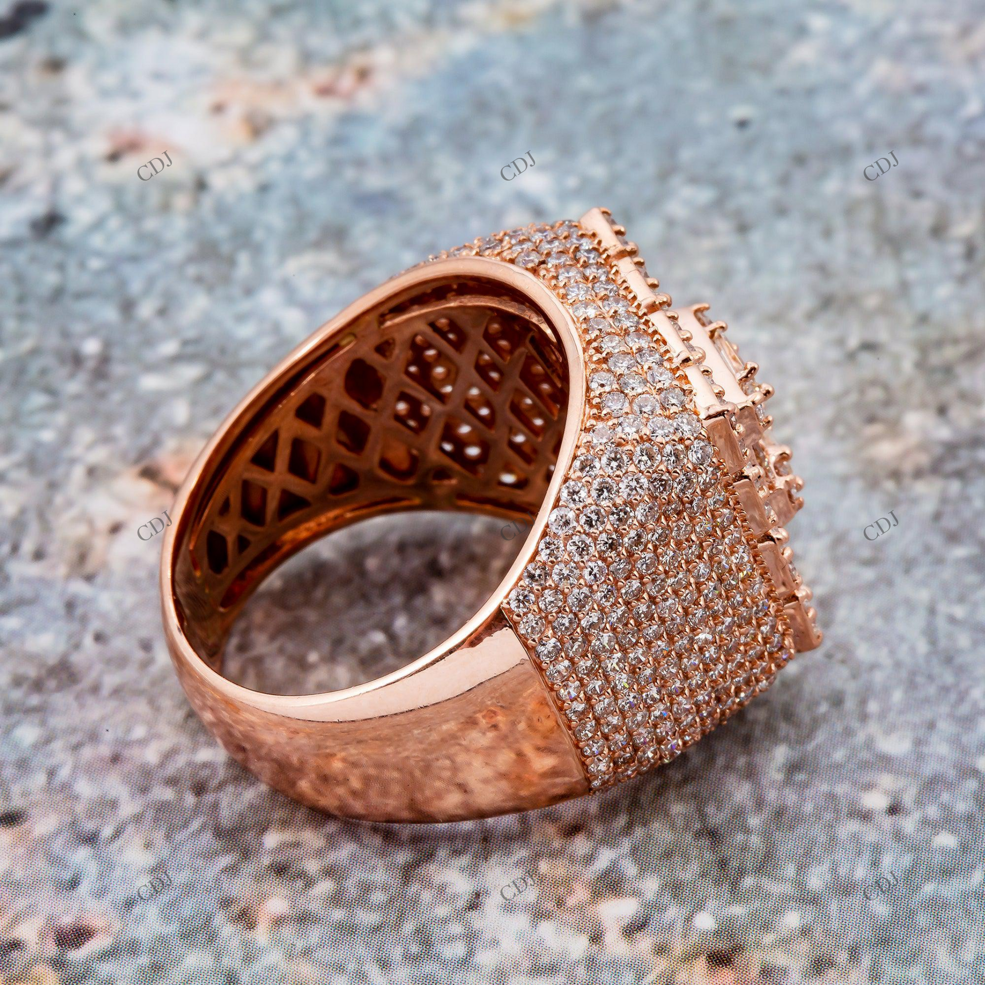 Iced Out 14K Square Silver Moissanite Ring hip hop jewelry customdiamjewel