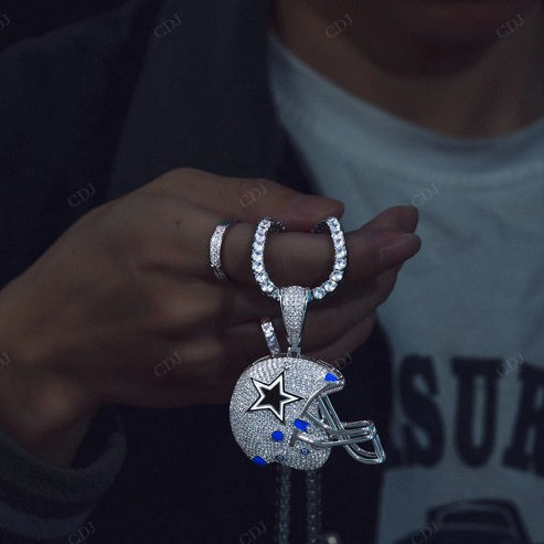 14k White Gold VVS Moissanite Cowboys Pendant hip hop jewelry CustomDiamJewel