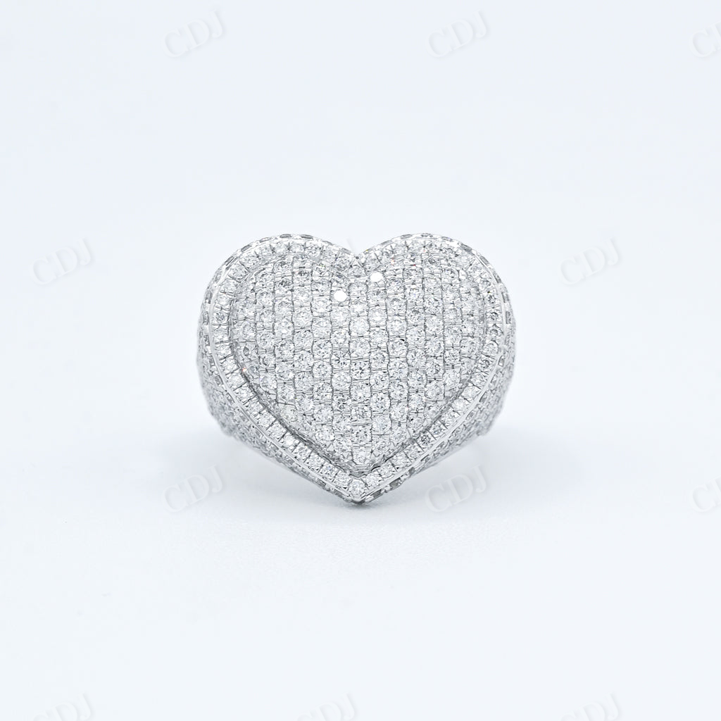 Fully Iced Out Round diamond Heart Ring  customdiamjewel   
