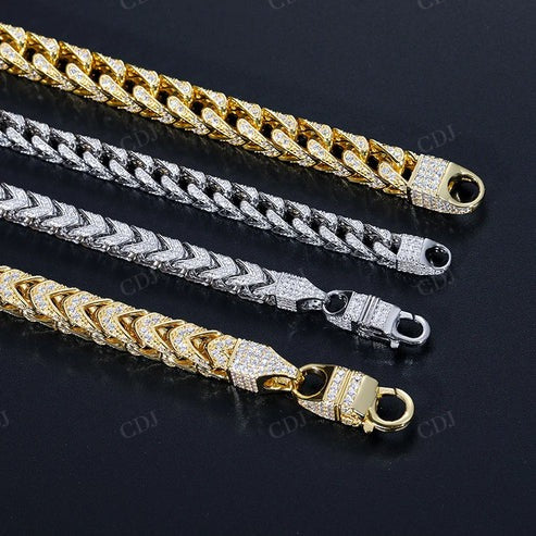 14K Gold Lab Diamond Iced Out Franco Chain Necklace hip hop jewelry CustomDiamJewel