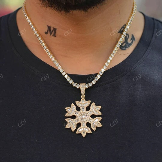 Silver Iron and Glass Snowflakes Pendant hip hop jewelry CustomDiamJewel