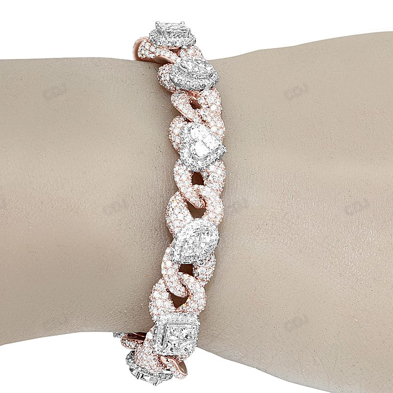 Two Tone Pave Setting Infinity Link Bracelet hip hop jewelry customdiamjewel