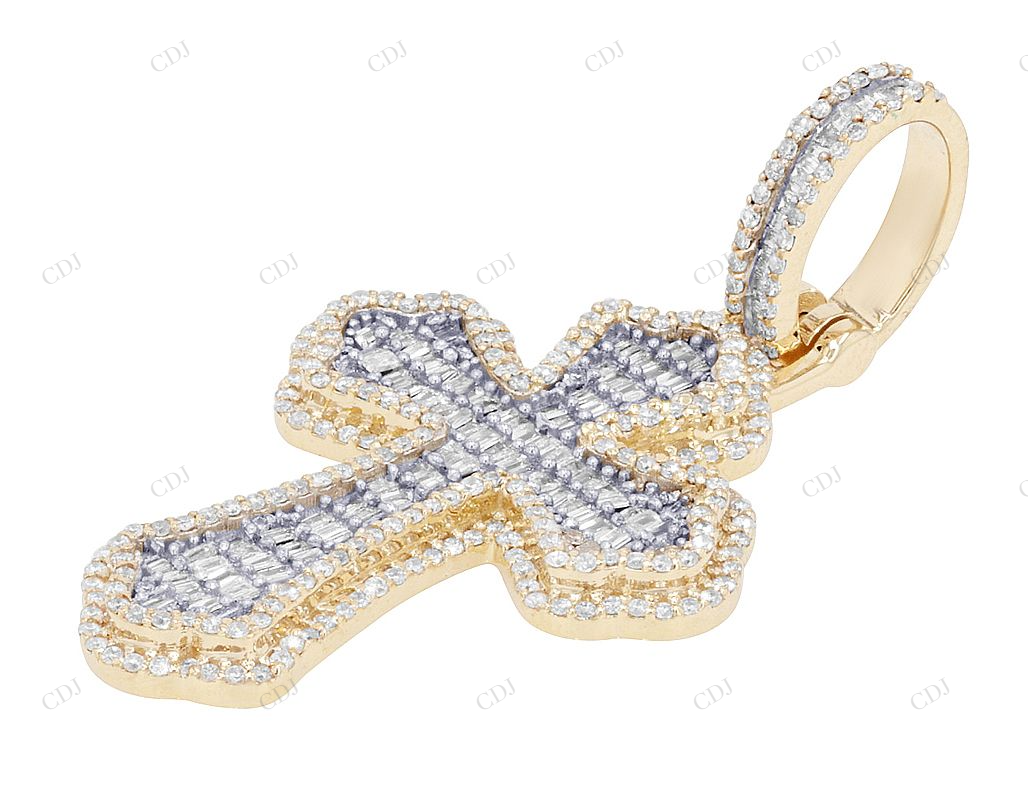 1.7 Inch Two Tone Gold Leb Grown Diamond Gothic Cross Pendant Hip Hop Pendent CustomDiamJewel