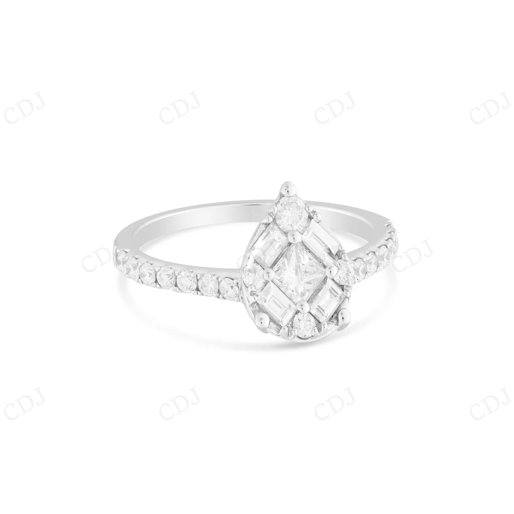18K Gold Cluster Moissanite Pear Shaped Engagement Ring Engagement Ring CustomDiamJewel