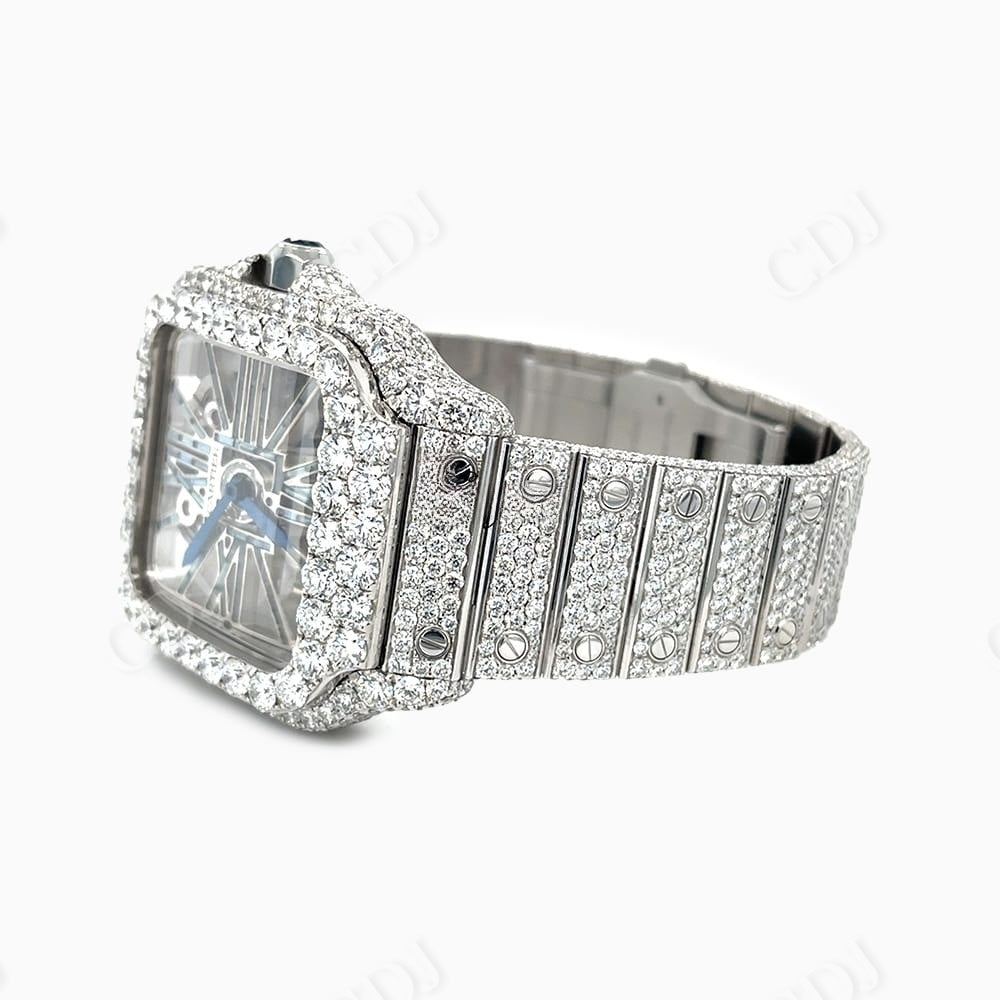 Cartier Skeleton VVS Diamond Stainless Steel Watch customdiamjewel