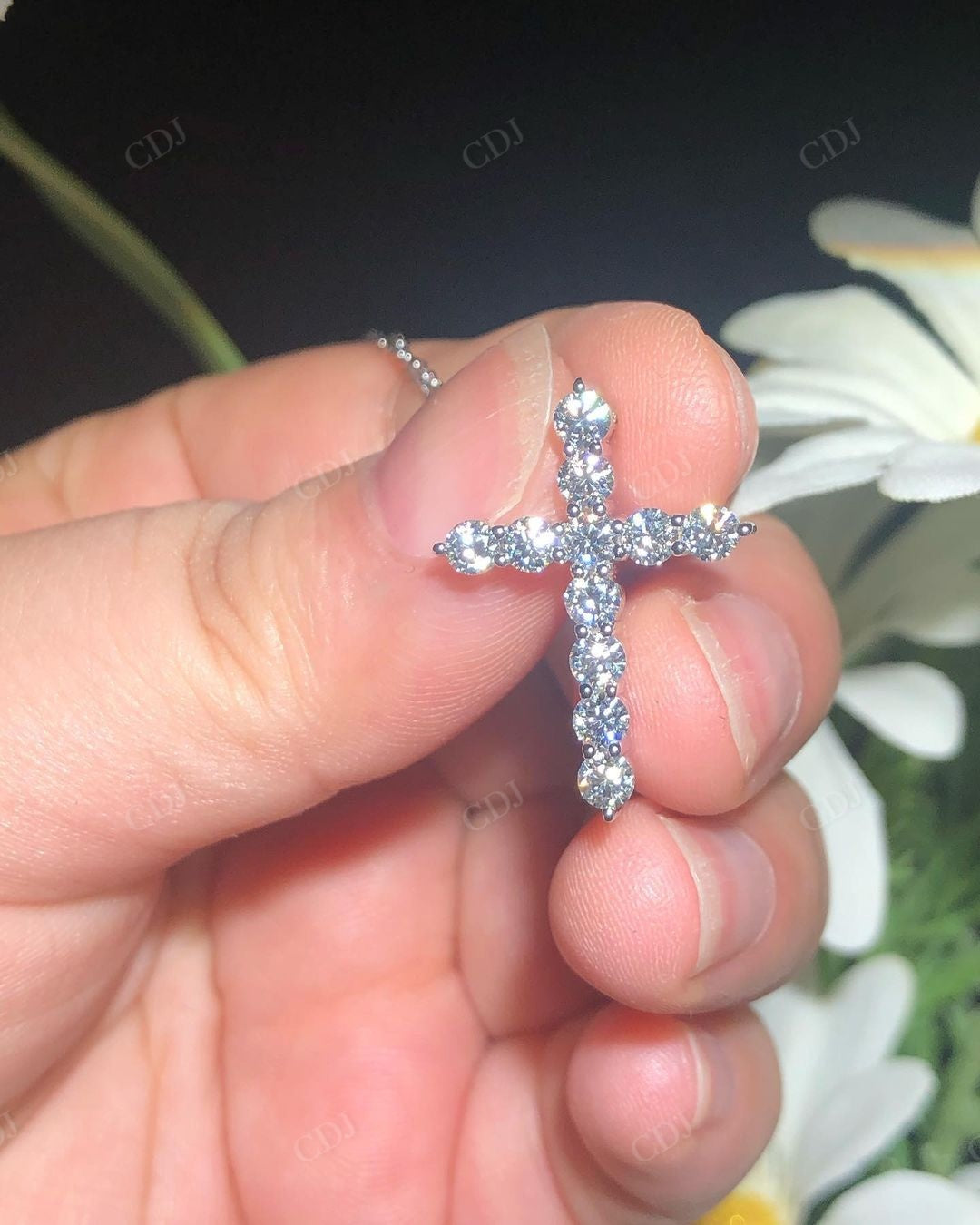Handmade Lab Grown Diamond Cross Pendant customdiamjewel