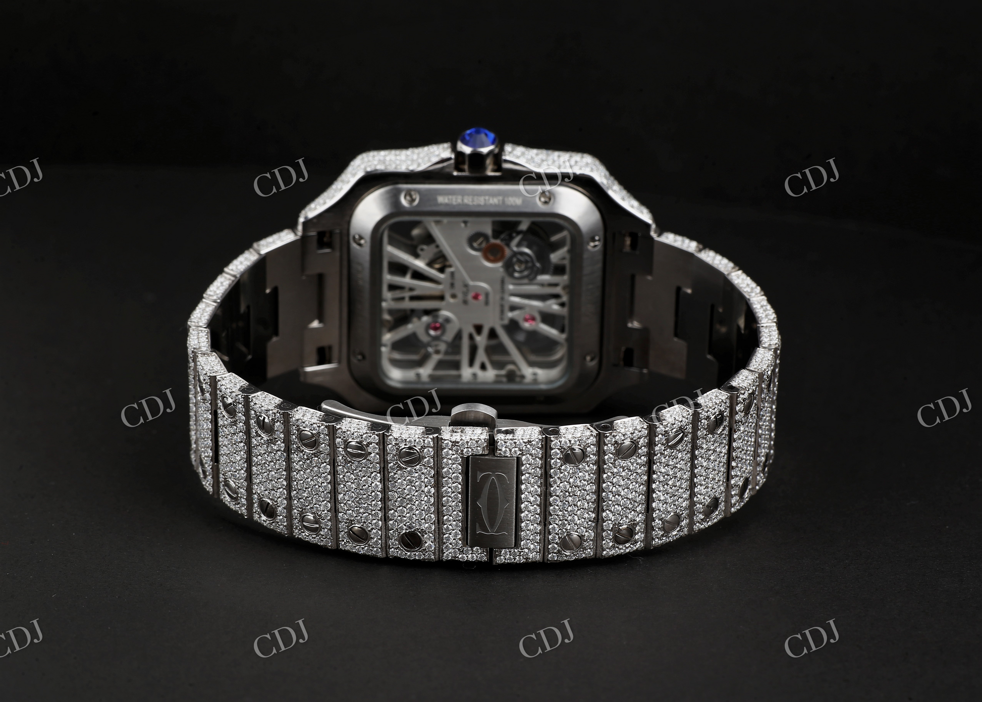 Iced Out Moissanite Skeleton Watch customdiamjewel