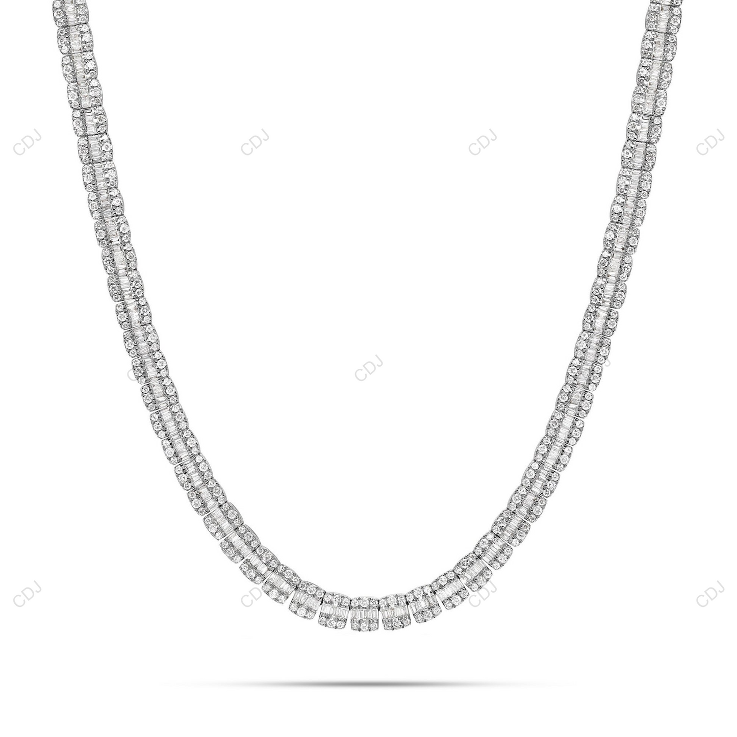 Moissanite 925 Silver Sugar Cube Tennis Chain For Mens CustomDiamJewel