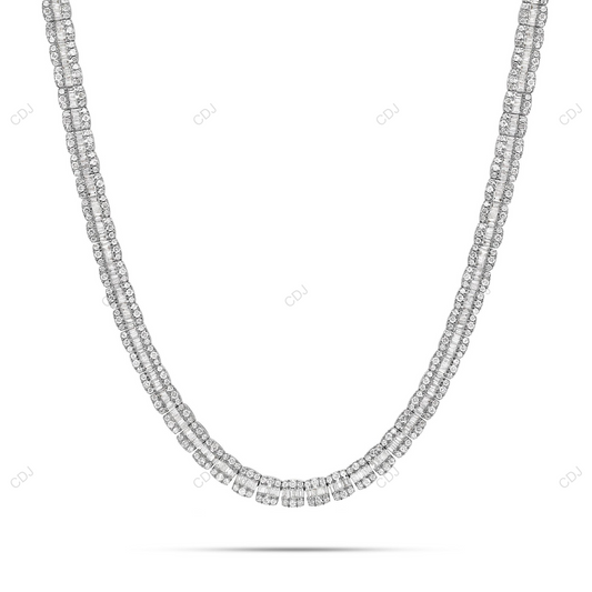 Moissanite 925 Silver Sugar Cube Tennis Chain For Mens CustomDiamJewel