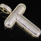 1.5" 0.75 CTW 10K Yellow Gold Natural Diamond T Pendant CustomDiamJewel