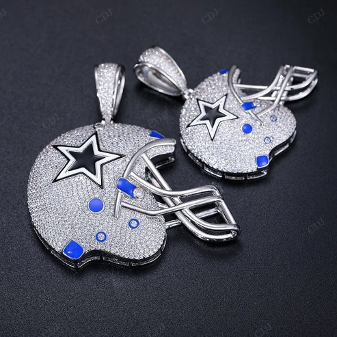 14k White Gold VVS Moissanite Cowboys Pendant hip hop jewelry CustomDiamJewel