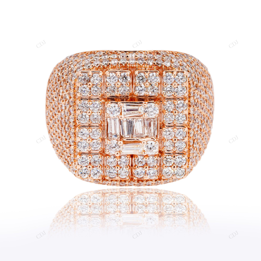 Iced Out 14K Square Silver Moissanite Ring hip hop jewelry customdiamjewel