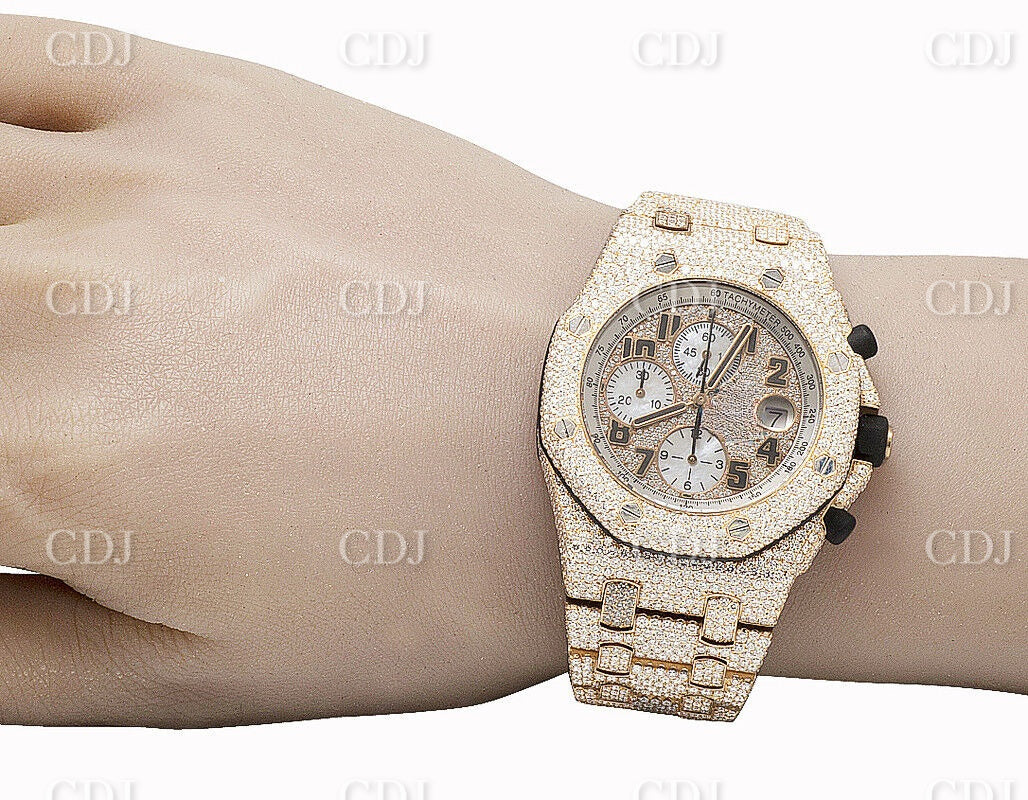 Full Rose AP Chrono Colorless Diamond Watch customdiamjewel