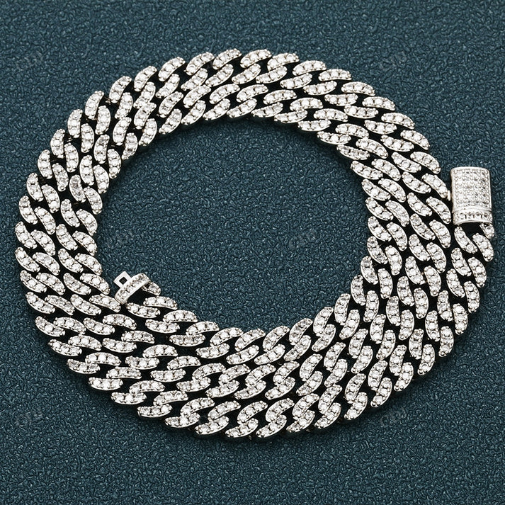 Iced Out 6MM Diamond White Gold Cuban Chain hip hop jewelry CustomDiamJewel