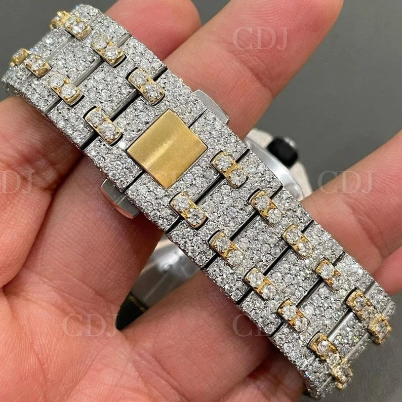 Fully Customized Luxury Iced Out Moissanite Diamond AP Chrono Watch customdiamjewel