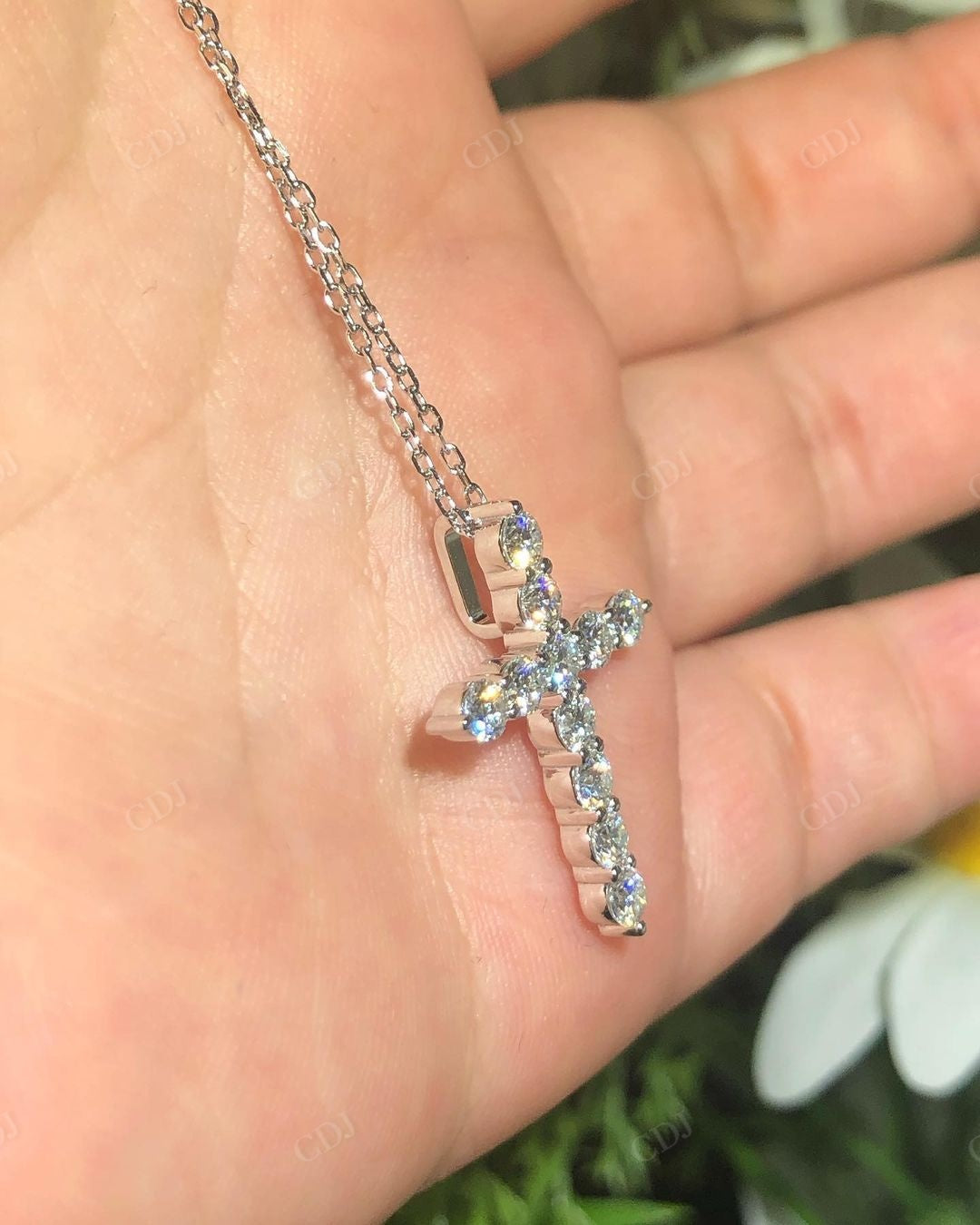 Handmade Lab Grown Diamond Cross Pendant customdiamjewel